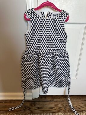 Girls Navy & White Geometric Fit-and-Flare Party Dress